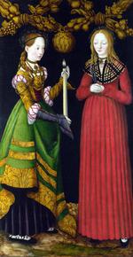 欧洲12-19世纪油画四_CRANACH, Lucas the Elder - Saints Genevieve and Apollonia